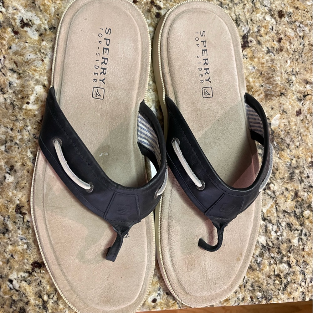 Sperry Leather Flip-Flops.  Size 12.